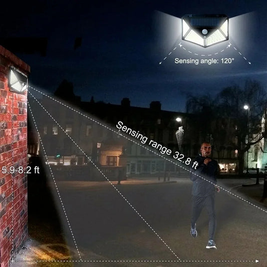 Lámpara Solar de Pared con 100 LEDs, Sensor de Movimiento y 3 Modos