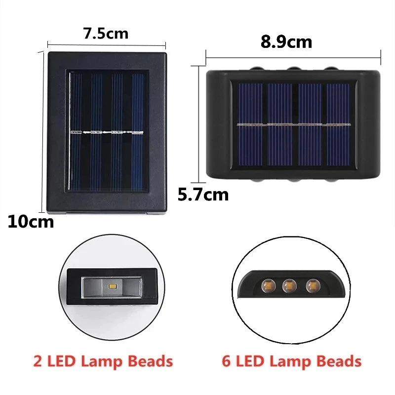 Lámpara Solar LED de Pared para Exterior con Doble Haz de Luz Impermeable