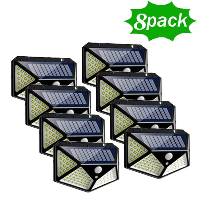 Lámpara Solar de Pared con 100 LEDs, Sensor de Movimiento y 3 Modos