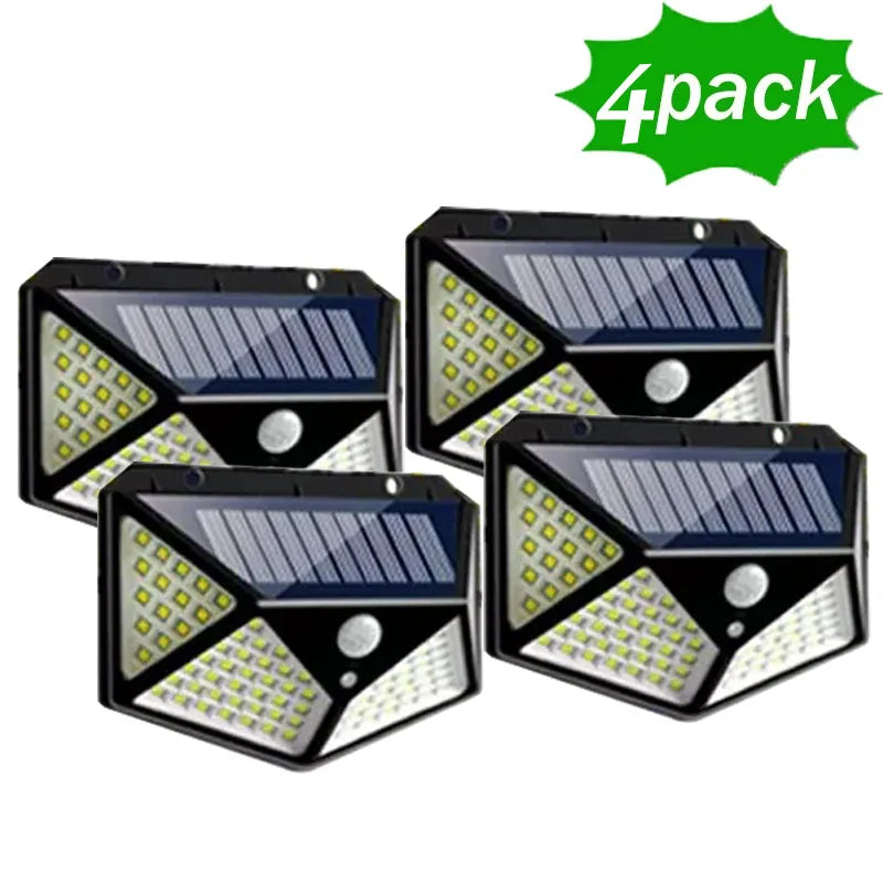 Lámpara Solar de Pared con 100 LEDs, Sensor de Movimiento y 3 Modos