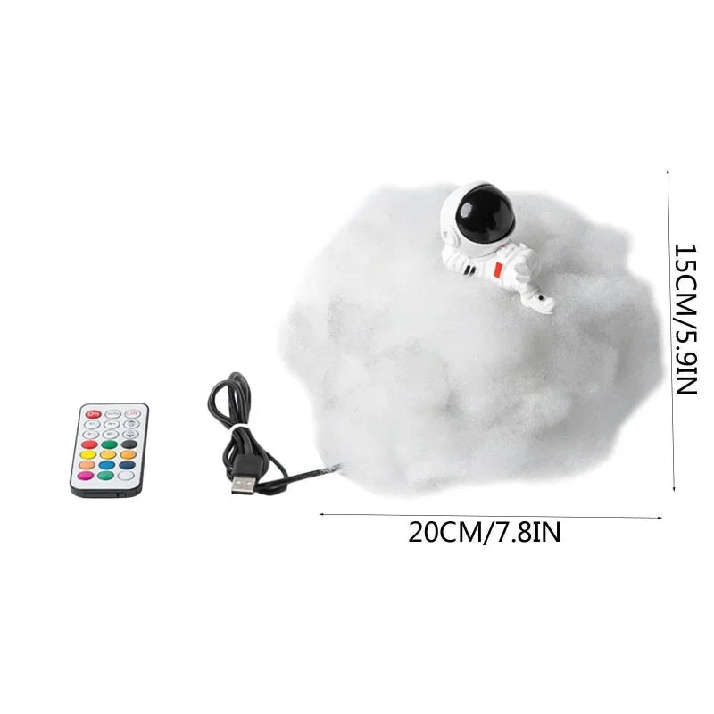 Lámpara LED de Noche "Astronauta en la Nube" con Control Remoto y 12 Colores