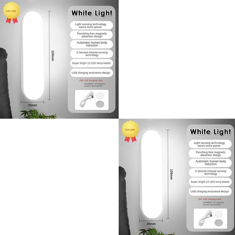 Lámpara LED Inalámbrica Magnética con Sensor de Movimiento y Recargable por USB