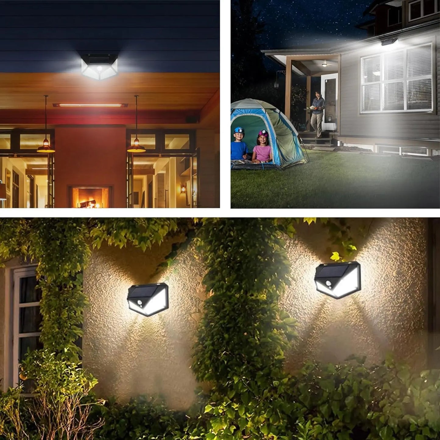 Lámpara Solar de Pared con 100 LEDs, Sensor de Movimiento y 3 Modos