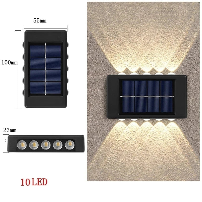 Lámpara Solar LED de Pared para Exterior con Doble Haz de Luz Impermeable