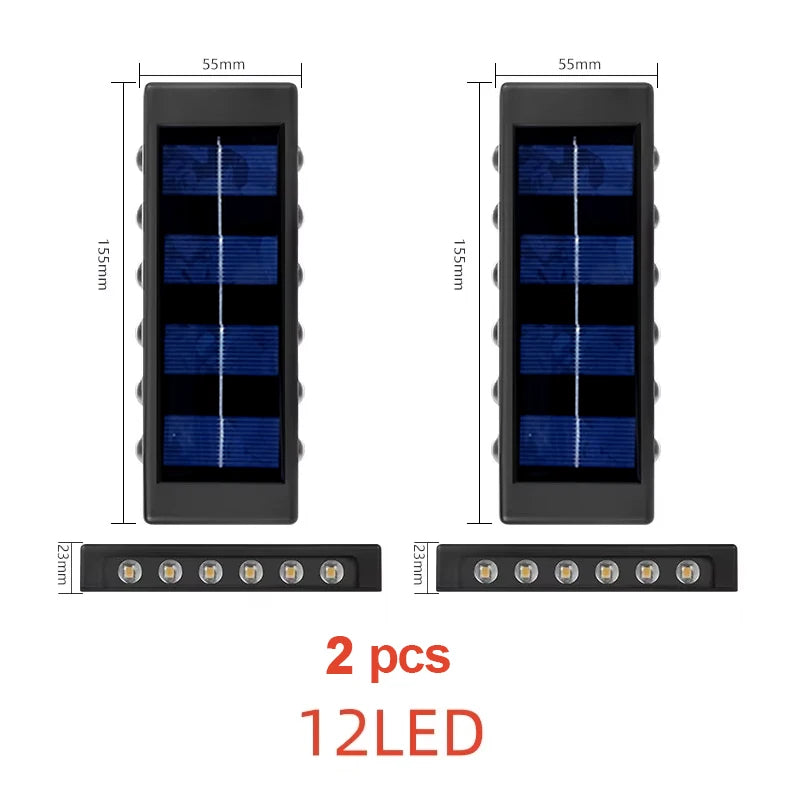 Lámpara Solar LED de Pared para Exterior con Doble Haz de Luz Impermeable