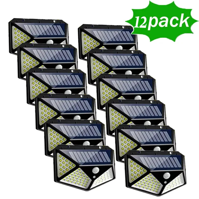 Lámpara Solar de Pared con 100 LEDs, Sensor de Movimiento y 3 Modos